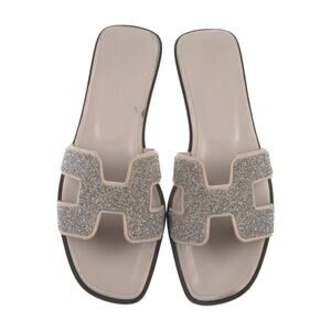 ❤️Hermès Glitter Crystal Oran H Logo Slides❤️